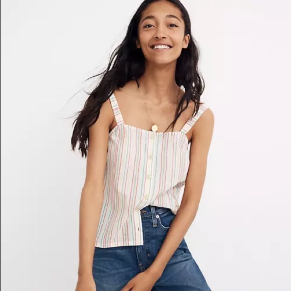 Madewell Button-Front Cami Tank Textural Rainbow
